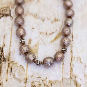 15 inch, Vintage Heavy Brown Beads Unique Choker Necklace - B18